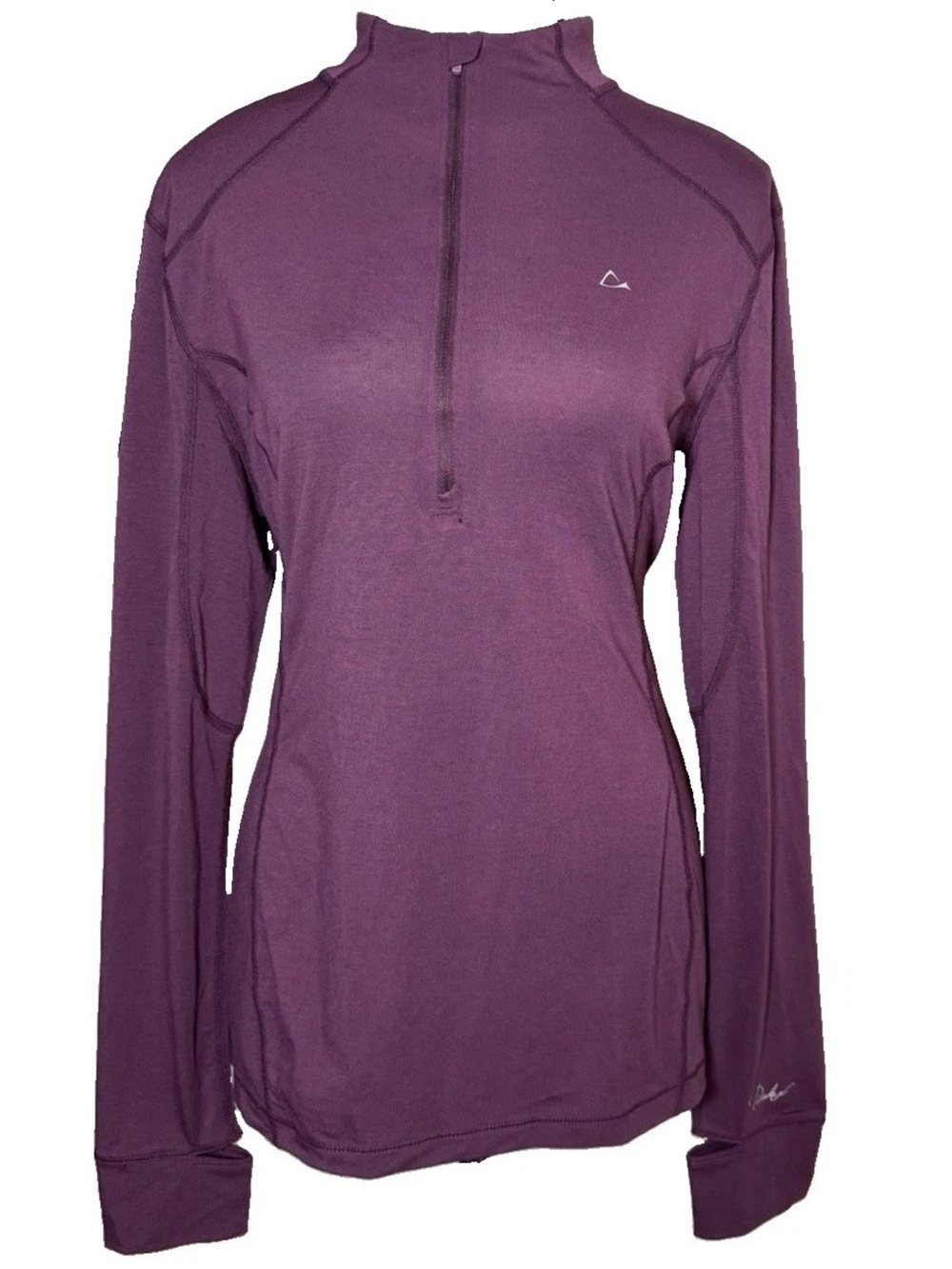 Paradox Women Base Layer Top Large 1/4Zip Long Sleeve Merino Wool Blend Purple
